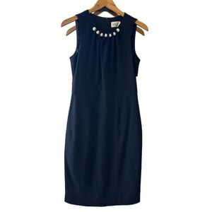 New Women’s Eliza J Style w/ Pearl Neckline Sleeveless Crewneck Black Dress Sz 8